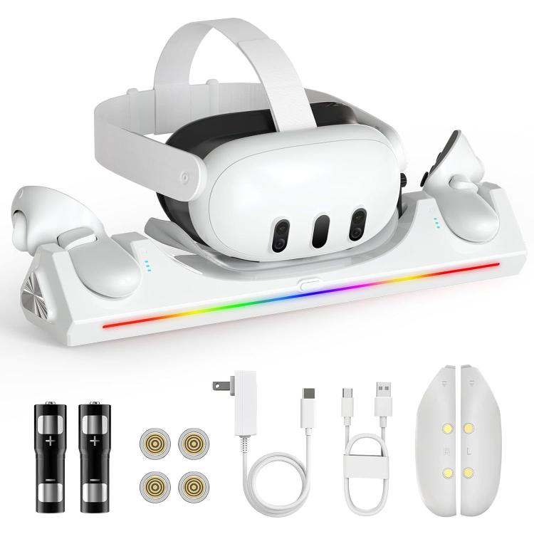 Base de carga magnética para auriculares y controladores de realidad virtual WG39, enchufe estadounidense., For Meta Quest 3 / 3S