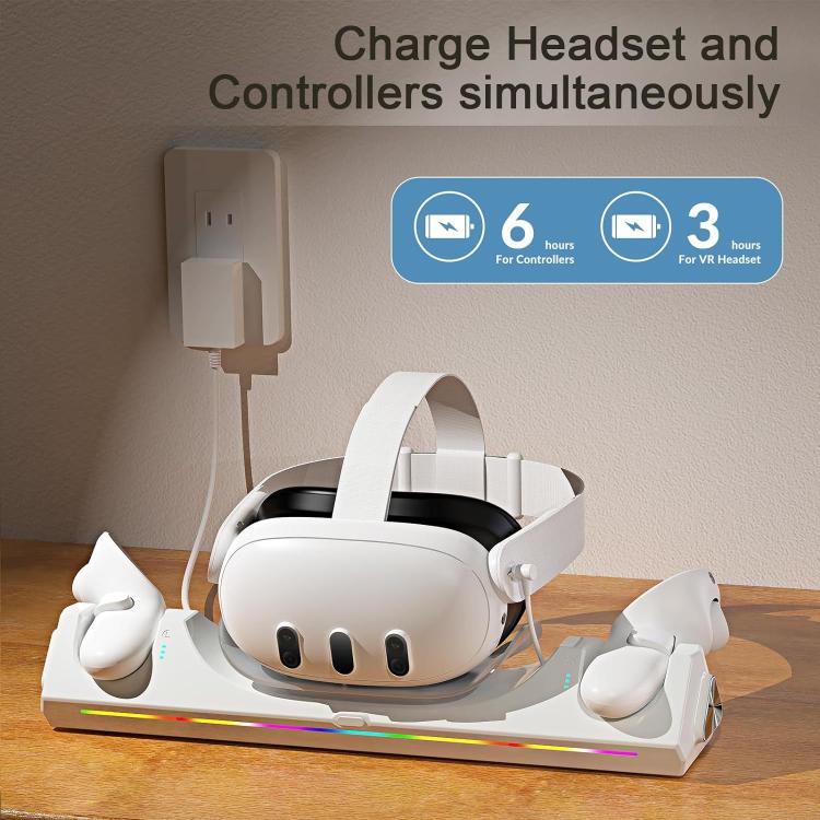 Base de carga magnética para auriculares y controladores de realidad virtual WG39, enchufe estadounidense., For Meta Quest 3 / 3S