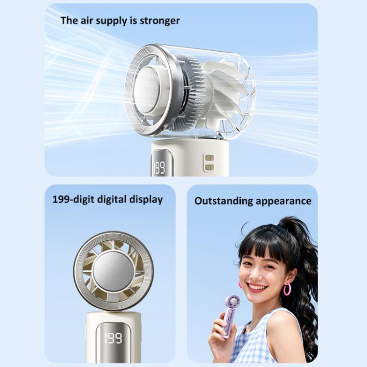 Mini ventilador de mano Y33 con pantalla digital.