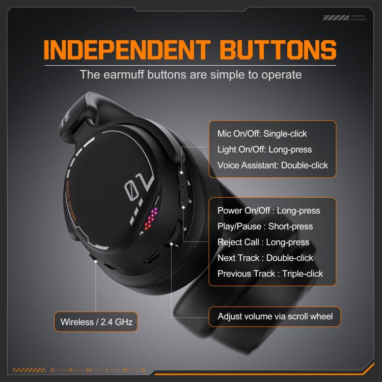 Auriculares para juegos de eSports con cable, Bluetooth 2.4G y triple modo ONIKUMA GT886, GT886