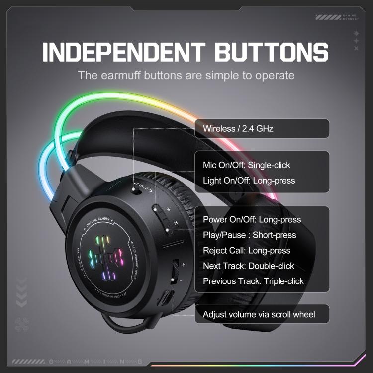 Auriculares para juegos con cable Bluetooth 2.4G ONIKUMA GT889 con RGB de tres modos, GT889