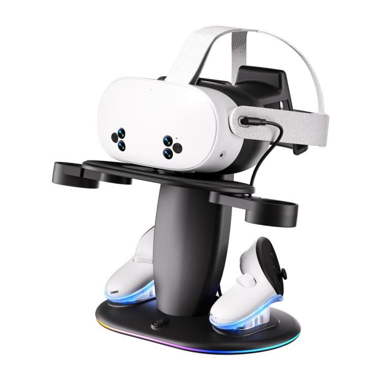 Soporte para pantalla de realidad virtual con iluminación RGB WG68 y carga rápida, enchufe estadounidense., For Meta Quest 2 / 3 / 3S