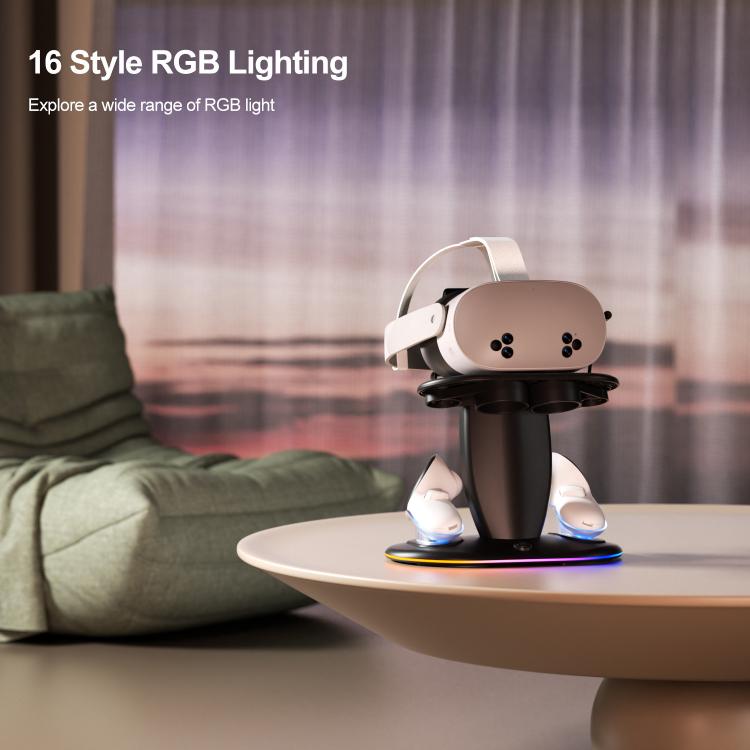 Soporte para pantalla de realidad virtual con iluminación RGB WG68 y carga rápida, enchufe estadounidense., For Meta Quest 2 / 3 / 3S