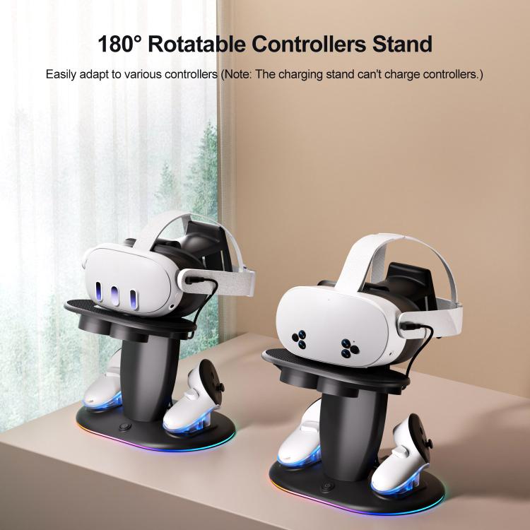 Soporte para pantalla de realidad virtual con iluminación RGB WG68 y carga rápida, enchufe estadounidense., For Meta Quest 2 / 3 / 3S
