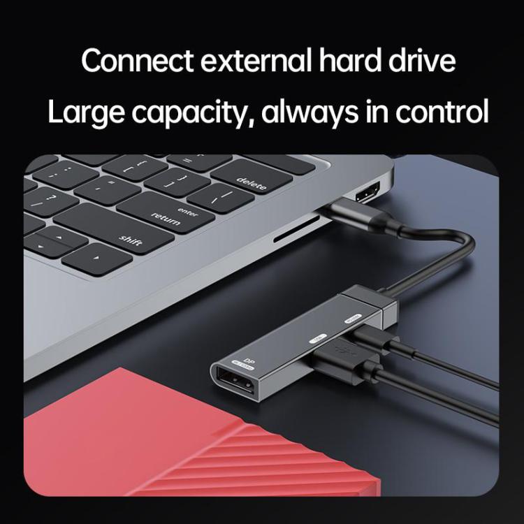 Estación de acoplamiento HUB de 60 W con puertos USB-C a USB-C, USB-A y DisplayPort 4K, Type-C to Type-C+USB+DP