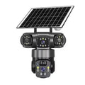 Cámara de vigilancia panorámica V380 Pro de 2 MP con triple lente de 360 grados, inalámbrica, WiFi y alimentada por energía solar.