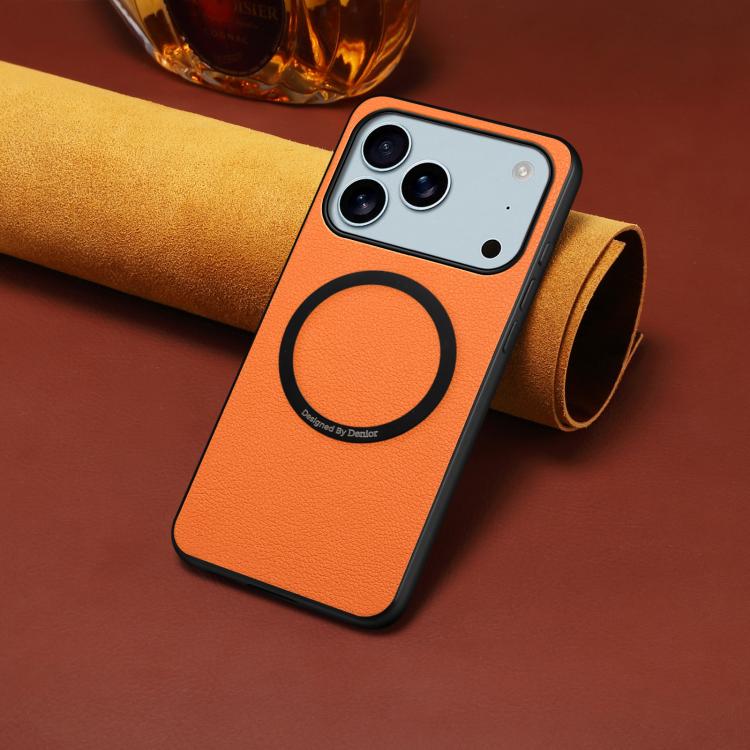Funda magnética para teléfono Denior A08 de piel sintética vegana con textura de piel de becerro, For iPhone 17 Pro Max, For iPhone 17 Pro, For iPhone 17, For iPhone Air