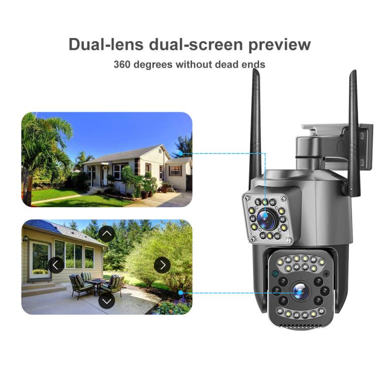 Cámara de vigilancia panorámica HD WiFi V380 Pro de 2 MP con doble lente