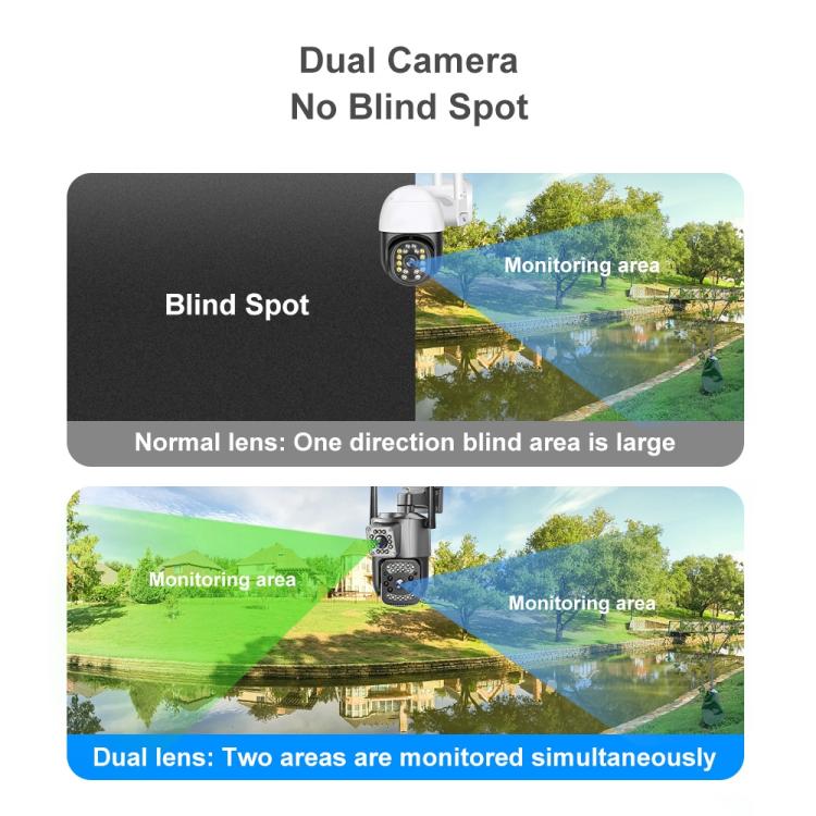 Cámara de vigilancia panorámica HD WiFi V380 Pro de 2 MP con doble lente