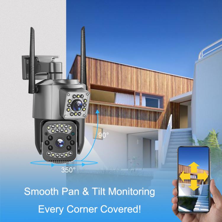 Cámara de vigilancia panorámica HD WiFi V380 Pro de 2 MP con doble lente