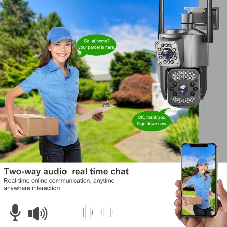 Cámara de vigilancia panorámica HD WiFi V380 Pro de 2 MP con doble lente