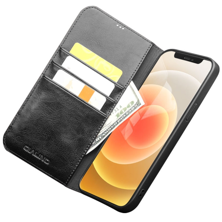 QIALINO Estuche de cuero con tapa horizontal con soporte y ranuras para tarjetas y billetera, For iPhone 12 mini, For iPhone 12 / 12 Pro, For iPhone 12 Pro Max