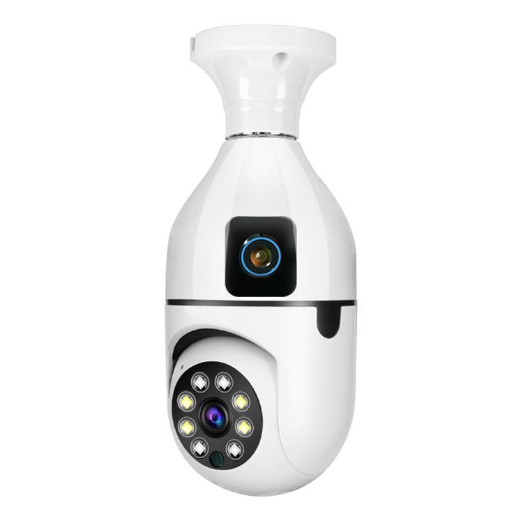 Cámara PTZ V380 Pro de 4 MP a todo color con doble lente, WiFi de 2,4 GHz, casquillo E27 y visión nocturna.