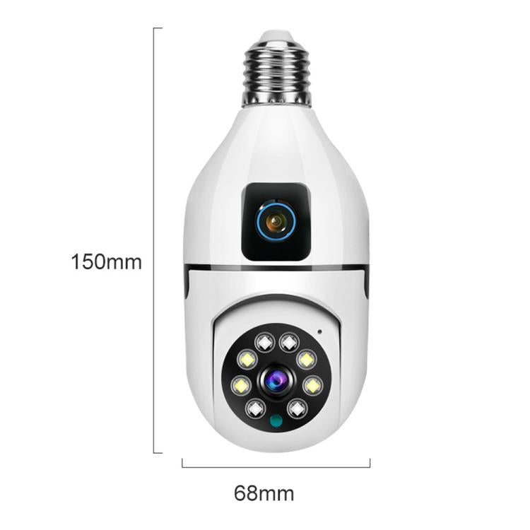 Cámara PTZ V380 Pro de 4 MP a todo color con doble lente, WiFi de 2,4 GHz, casquillo E27 y visión nocturna.