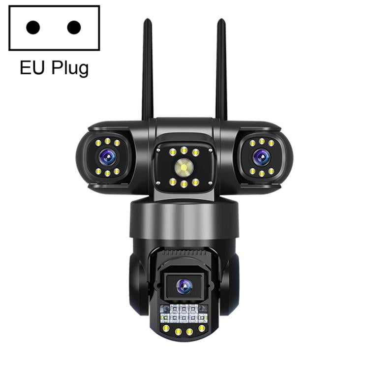 Cámara de vigilancia inalámbrica WiFi panorámica HD V380 de 3 MP y 360 grados con triple lente., EU Plug, US Plug