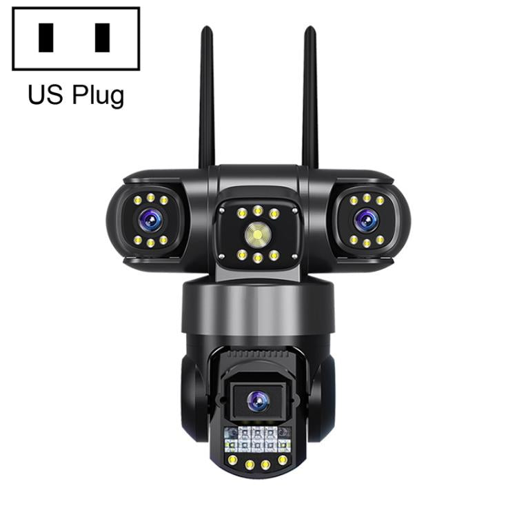 Cámara de vigilancia inalámbrica WiFi panorámica HD V380 de 3 MP y 360 grados con triple lente., EU Plug, US Plug