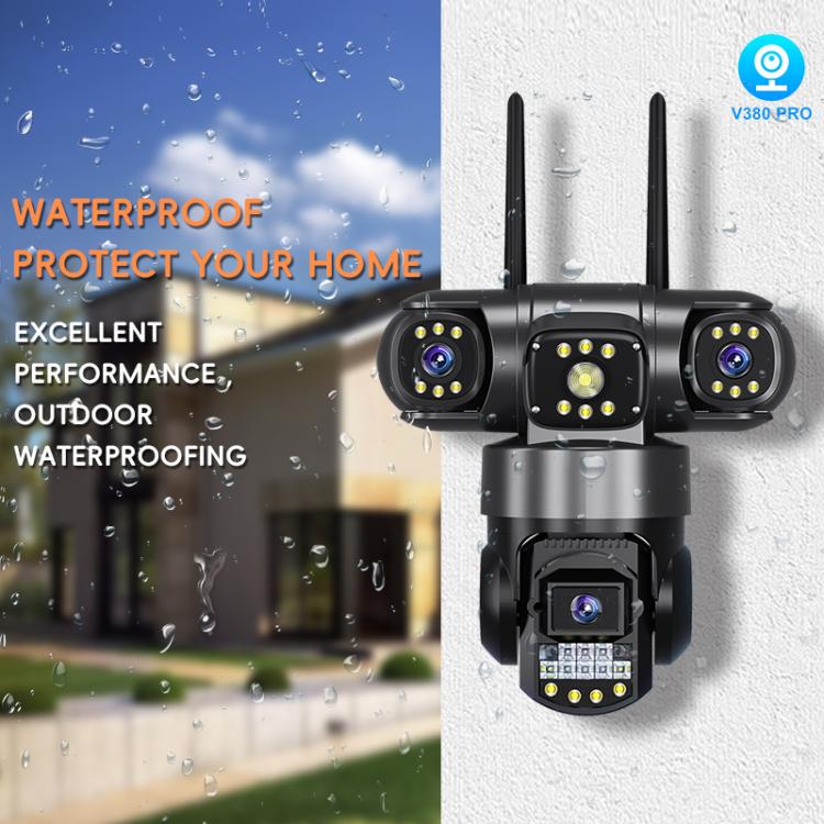 Cámara de vigilancia inalámbrica WiFi panorámica HD V380 de 3 MP y 360 grados con triple lente., EU Plug, US Plug
