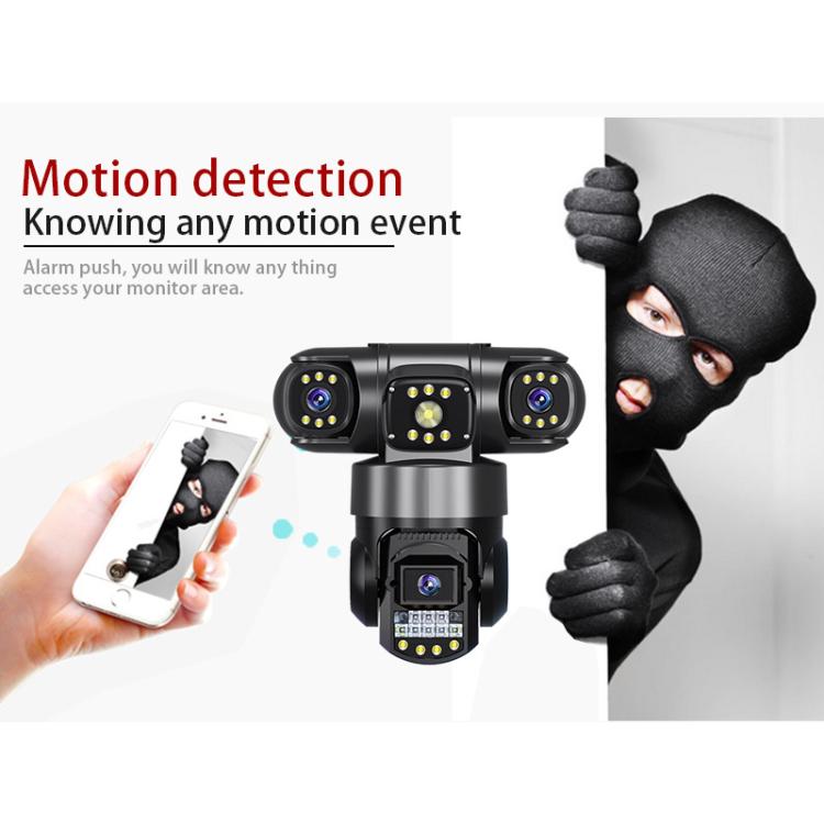 Cámara de vigilancia inalámbrica WiFi panorámica HD V380 de 3 MP y 360 grados con triple lente., EU Plug, US Plug