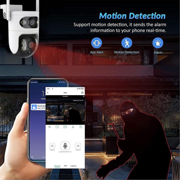 Cámara de vigilancia WiFi inteligente V380 de 2 MP HD con enlace de bola de pistola, EU Plug, US Plug