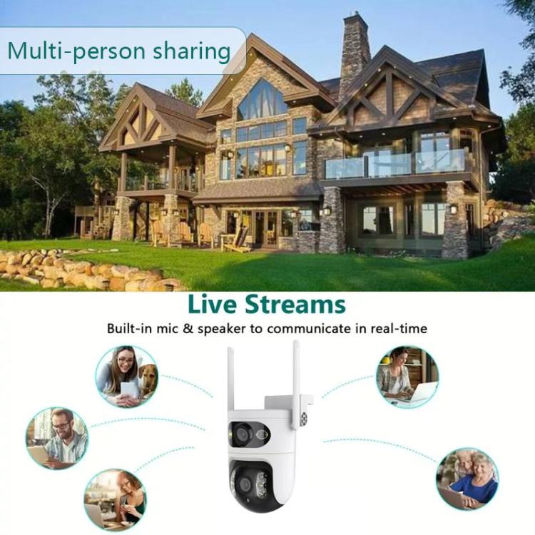 Cámara de vigilancia WiFi inteligente V380 de 2 MP HD con enlace de bola de pistola, EU Plug, US Plug