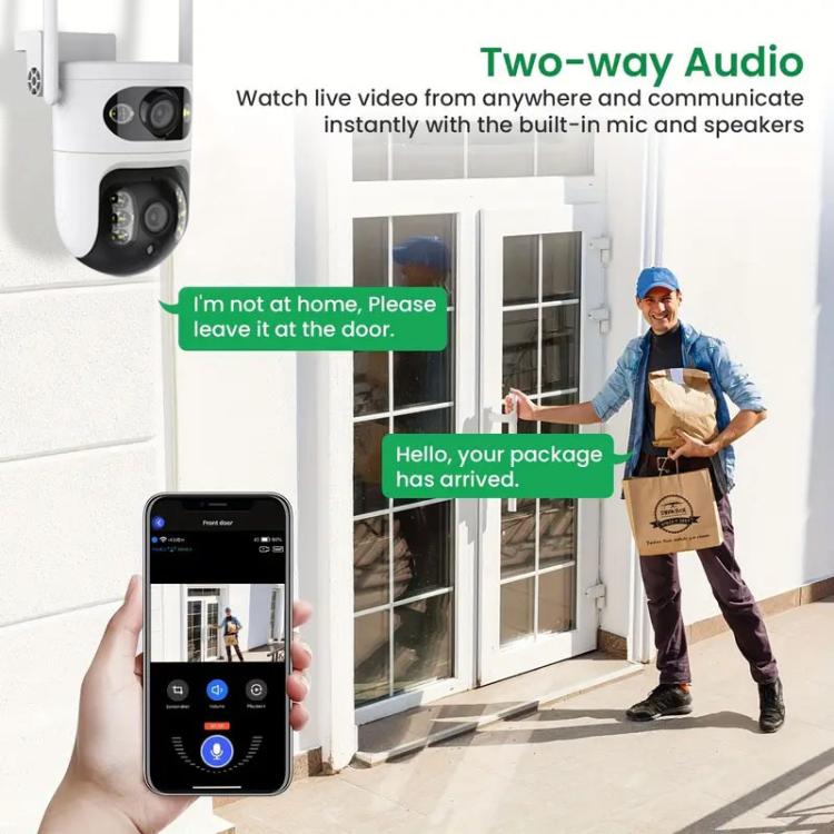 Cámara de vigilancia WiFi inteligente V380 de 2 MP HD con enlace de bola de pistola, EU Plug, US Plug