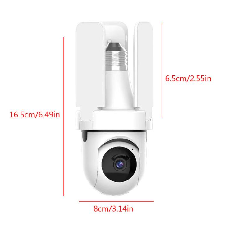 Cámara de vigilancia inalámbrica WiFi con diseño de bombilla de ventilador de tres aspas, 3MP HD., 2.4GHz, 5.0GHz