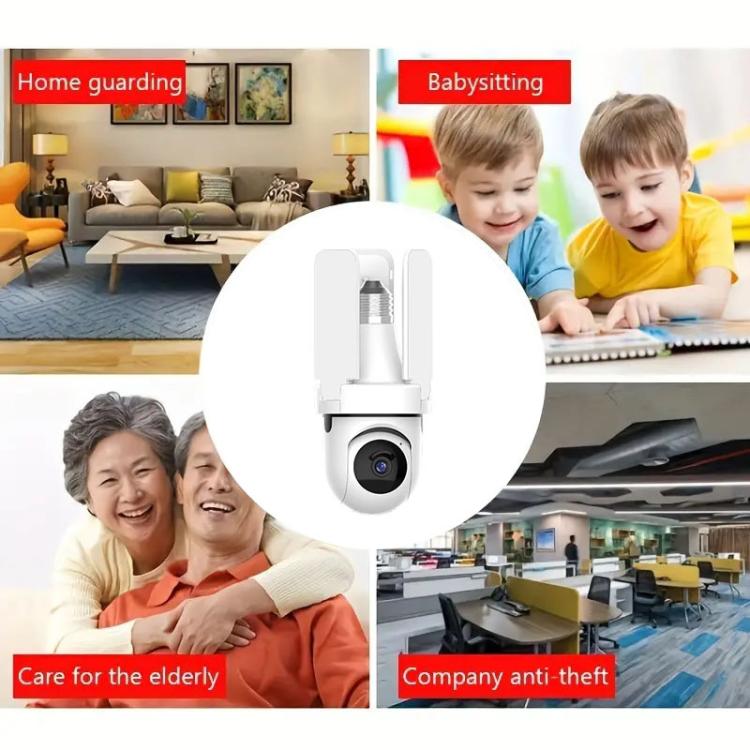 Cámara de vigilancia inalámbrica WiFi con diseño de bombilla de ventilador de tres aspas, 3MP HD., 2.4GHz, 5.0GHz