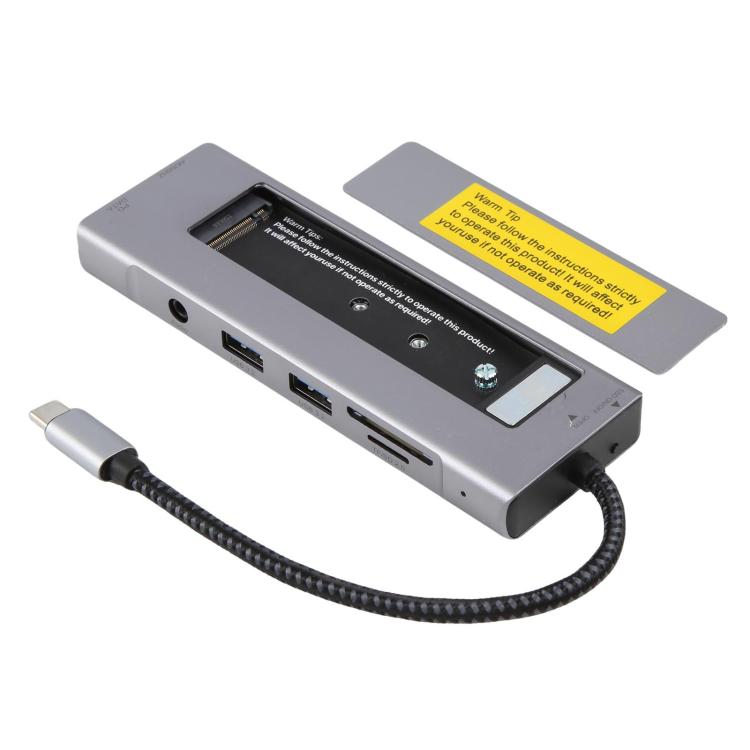 HUB 8 en 1 USB-C a SSD M.2 + HDTV + 2 x USB 3.2+ Audio + PD + Lector de tarjetas SD/TF, 8 in 1 with USB 3.2 + USB 3.2