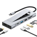 HUB 8 en 1 USB-C a M.2 SSD + HDTV + USB 3.2 + USB 2.0 + PD + Lector de tarjetas SD/TF, 8 in 1 with USB 3.2 + USB 2.0