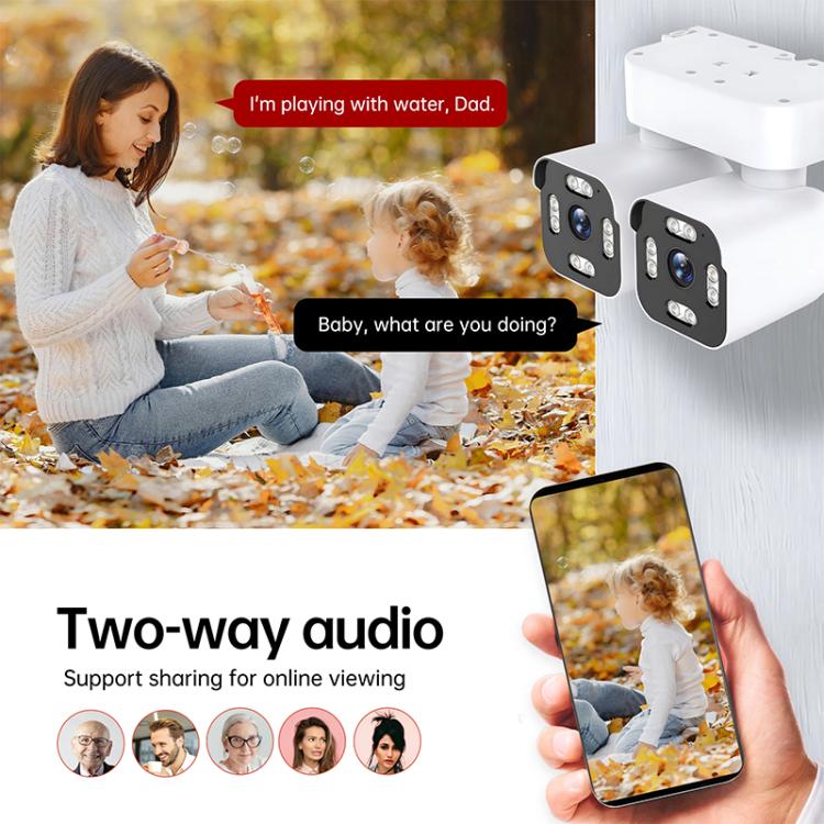 Cámara WiFi giratoria, con doble lente, doble panorámica y de 3 MP, EU Plug, US Plug