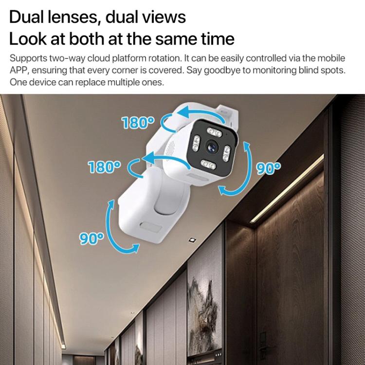 Cámara WiFi giratoria, con doble lente, doble panorámica y de 3 MP, EU Plug, US Plug