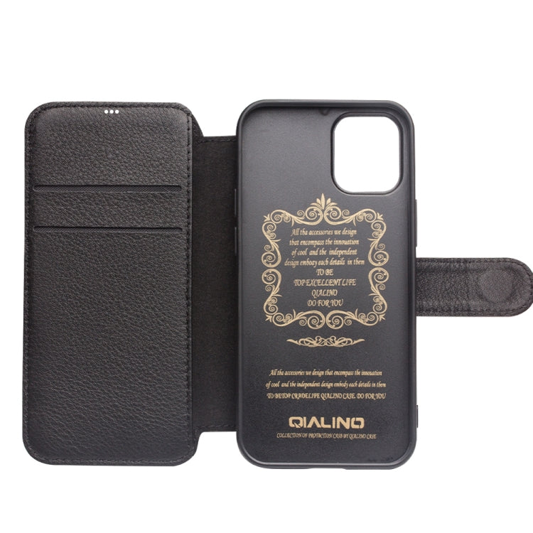 QIALINO Estuche de cuero con tapa horizontal magnética comercial con ranuras para tarjetas y billetera, For iPhone 12 mini, For iPhone 12 / 12 Pro, For iPhone 12 Pro Max