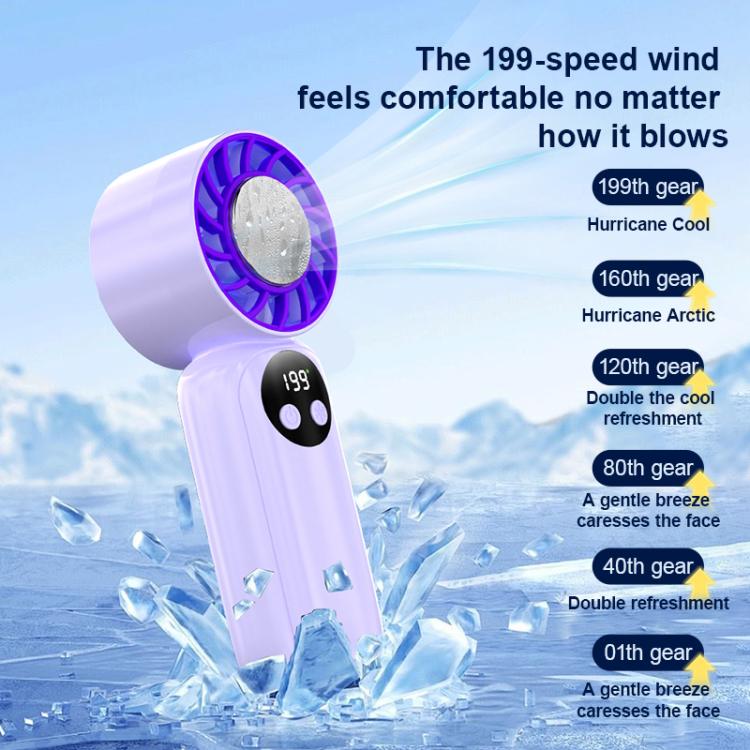 Ventilador portátil mini WD-01 con pantalla digital para refrigeración por hielo.