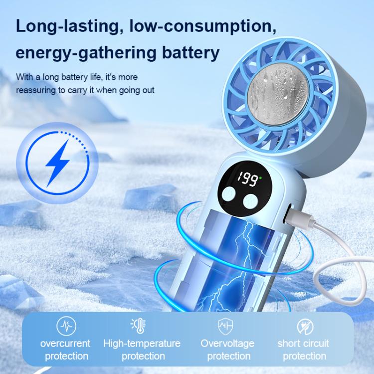 Ventilador portátil mini WD-01 con pantalla digital para refrigeración por hielo.