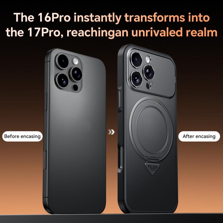SULADA se transforma en una funda para teléfono 17 Pro semitransparente mate con soporte magnético giratorio., For iPhone 17 Pro Max, For iPhone 17 Pro, For iPhone 16 Pro Max, For iPhone 16 Pro