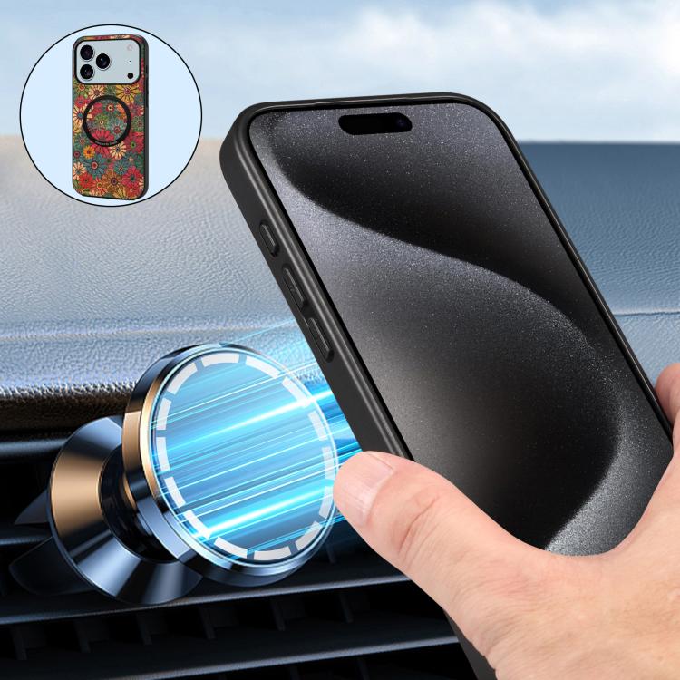 Funda magnética para teléfono Denior A07 de la serie Lenguaje de las Flores, de piel vegana, For iPhone 17 Pro Max, For iPhone 17 Pro, For iPhone 17, For iPhone Air