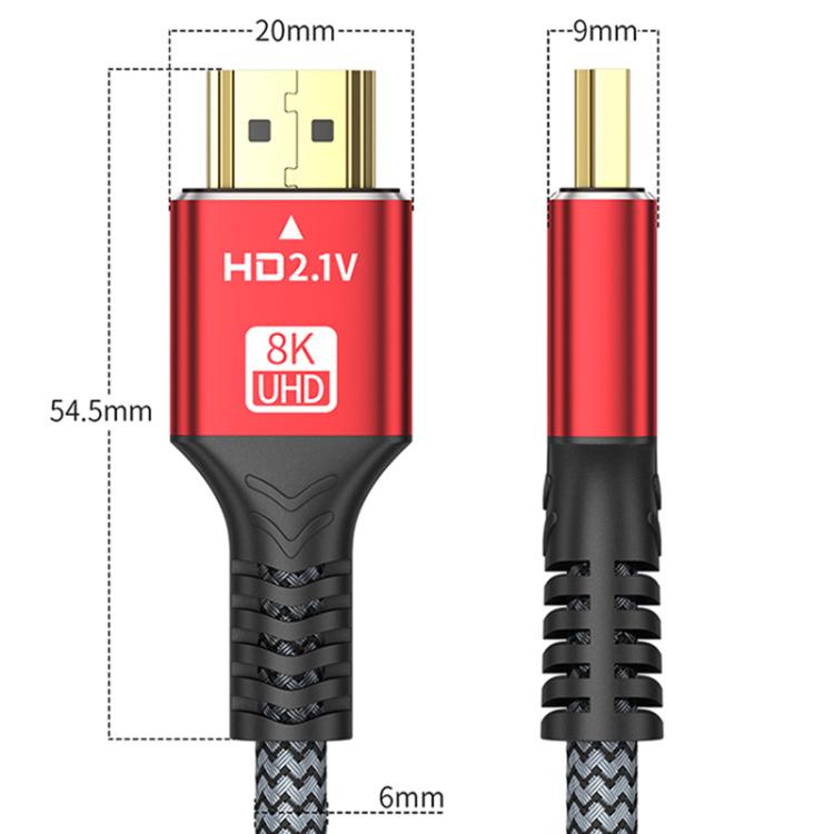 Cable de vídeo HDMI 2.1 de alta velocidad 8K Ultra HD con conexión trenzada y chapada en oro para HDTV., 0.5m, 1m, 1.5m, 1.8m, 2m, 3m, 5m