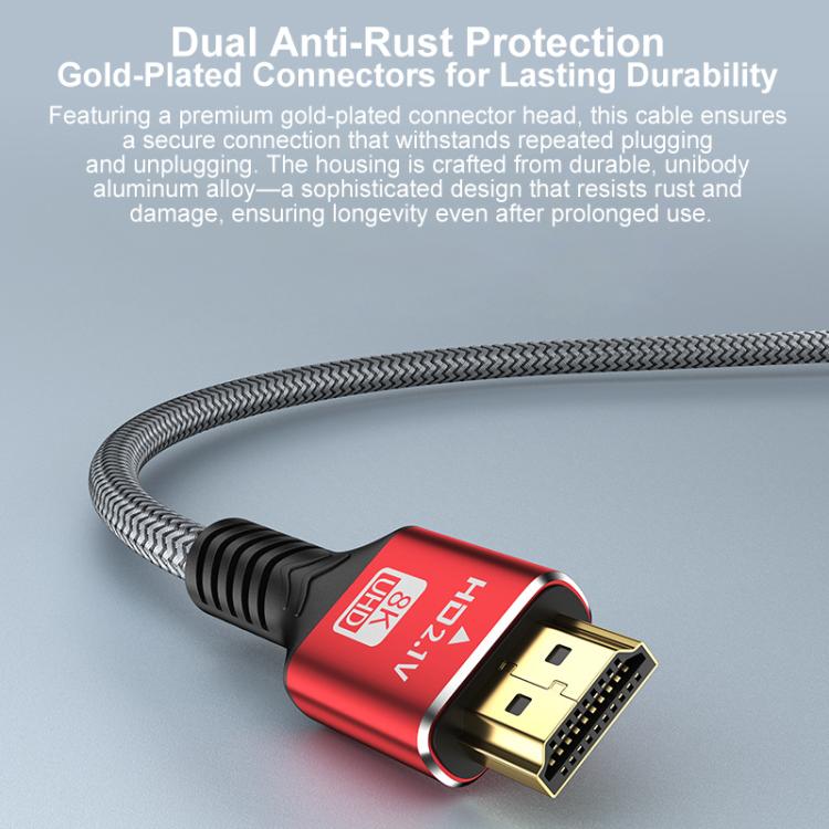 Cable de vídeo HDMI 2.1 de alta velocidad 8K Ultra HD con conexión trenzada y chapada en oro para HDTV., 0.5m, 1m, 1.5m, 1.8m, 2m, 3m, 5m