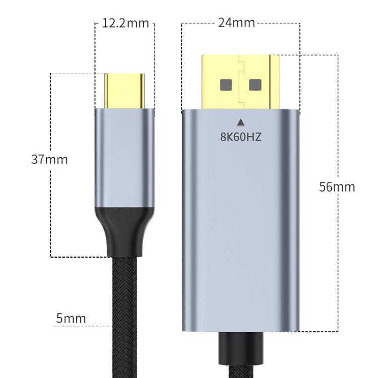 Cable trenzado adaptador de vídeo Ultra HD 8K de USB-C a DisplayPort 1.4, 1m, 2m, 1m 8K Bidirectional, 1.5m 8K Bidirectional, 2m 8K Bidirectional, 3m 8K Bidirectional