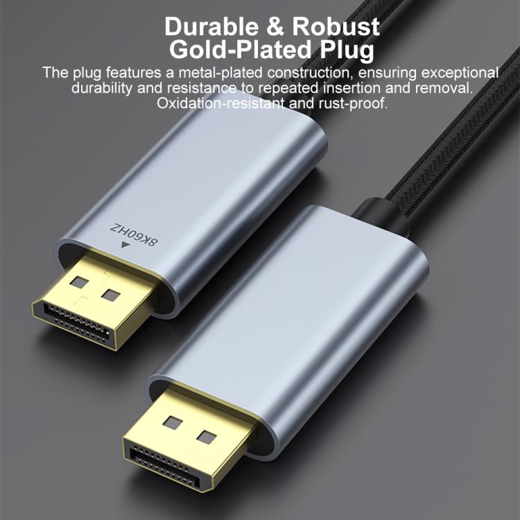 Cable trenzado adaptador de vídeo Ultra HD 8K de USB-C a DisplayPort 1.4, 1m, 2m, 1m 8K Bidirectional, 1.5m 8K Bidirectional, 2m 8K Bidirectional, 3m 8K Bidirectional