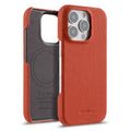 Funda para teléfono de cuero genuino con textura de lichi magnética de media cobertura de melkco, For iPhone 16 Pro, For iPhone 16, For iPhone 15 Pro Max, For iPhone 15 Pro, For iPhone 15, For iPhone 14