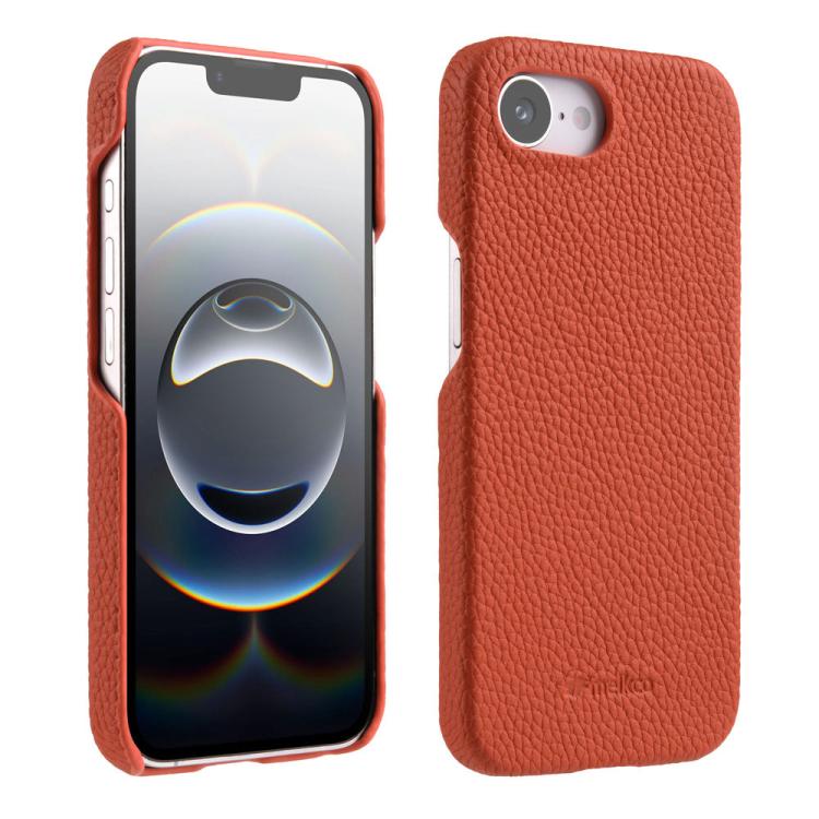 Funda para teléfono de cuero genuino con textura de lichi magnética de media cobertura de melkco, For iPhone 17e / 16e, For iPhone 17 Pro Max, For iPhone 17 Pro, For iPhone 17, For iPhone Air, For iPhone 16 Pro Max