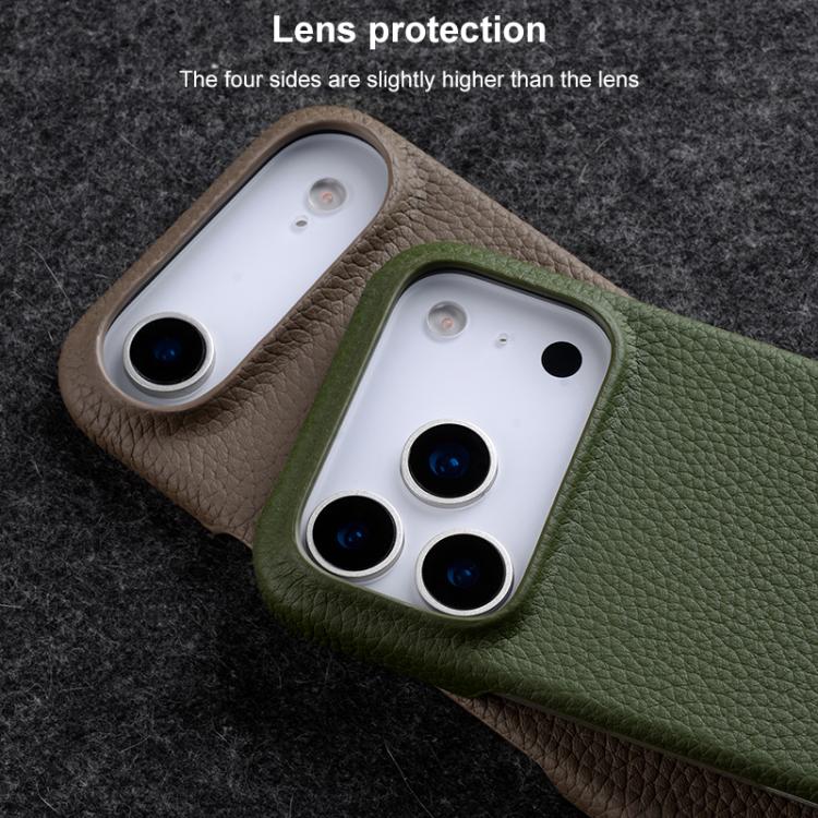 Funda para teléfono de cuero genuino con textura de lichi magnética de media cobertura de melkco, For iPhone 17e / 16e, For iPhone 17 Pro Max, For iPhone 17 Pro, For iPhone 17, For iPhone Air, For iPhone 16 Pro Max