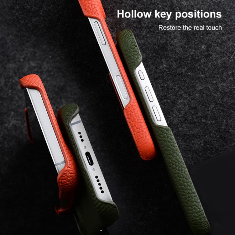 Funda para teléfono de cuero genuino con textura de lichi magnética de media cobertura de melkco, For iPhone 17e / 16e, For iPhone 17 Pro Max, For iPhone 17 Pro, For iPhone 17, For iPhone Air, For iPhone 16 Pro Max