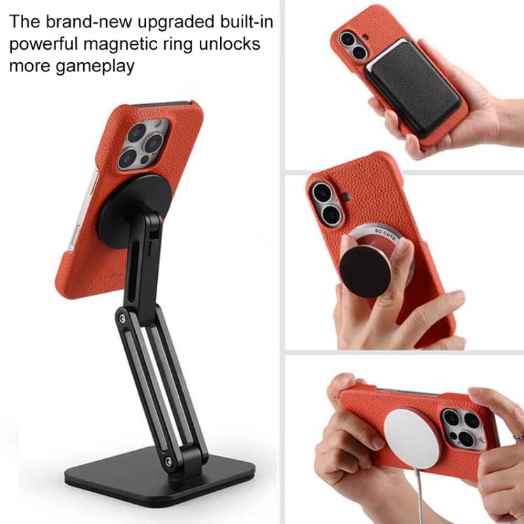 Funda para teléfono de cuero genuino con textura de lichi magnética de media cobertura de melkco, For iPhone 16 Pro, For iPhone 16, For iPhone 15 Pro Max, For iPhone 15 Pro, For iPhone 15, For iPhone 14