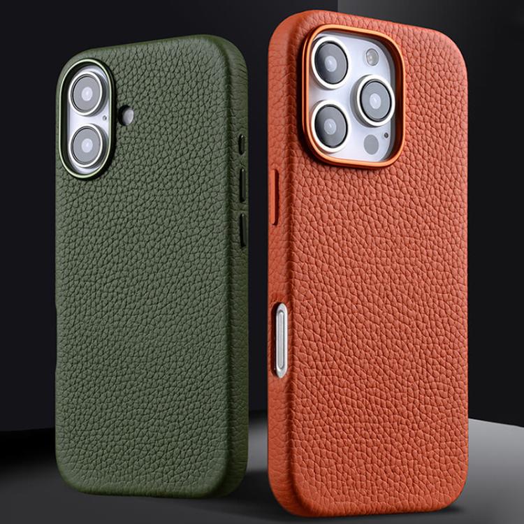Funda magnética de piel auténtica con textura de lichi de melkco, For iPhone 16 Pro Max, For iPhone 16 Pro, For iPhone 16 Plus, For iPhone 16
