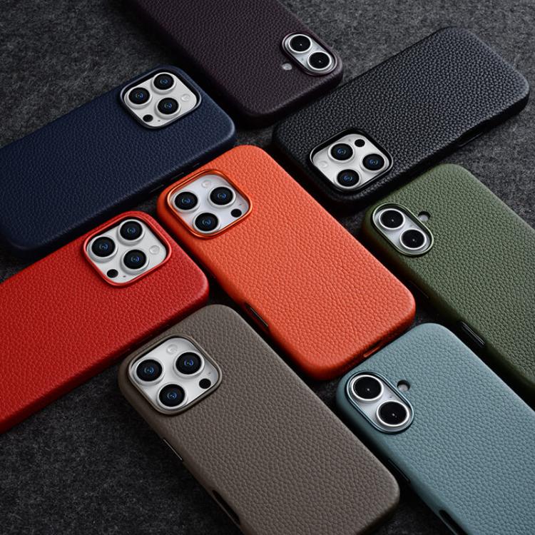 Funda magnética de piel auténtica con textura de lichi de melkco, For iPhone 16 Pro Max, For iPhone 16 Pro, For iPhone 16 Plus, For iPhone 16