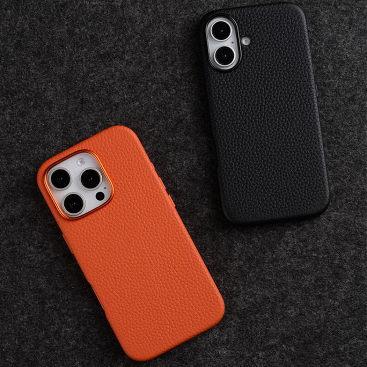 Funda magnética de piel auténtica con textura de lichi de melkco, For iPhone 16 Pro Max, For iPhone 16 Pro, For iPhone 16 Plus, For iPhone 16