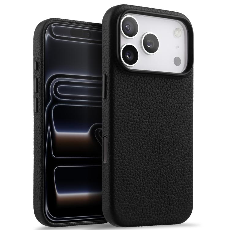 Funda magnética de piel auténtica con textura de lichi y botón de IA de melkco, For iPhone 17 Pro Max, For iPhone 17 Pro, For iPhone 17, For iPhone Air