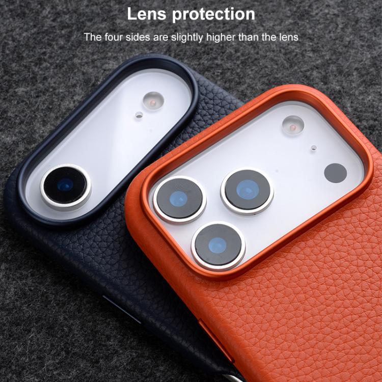 Funda magnética de piel auténtica con textura de lichi y botón de IA de melkco, For iPhone 17 Pro Max, For iPhone 17 Pro, For iPhone 17, For iPhone Air